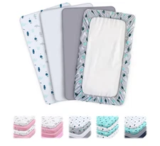 4-Pack Bassinet Fitted Sheets Universal Fit (Rectangle/Oval/Hourglass) Color Opt