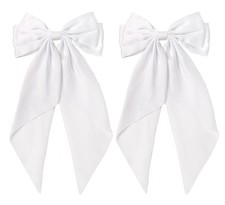 2pcs White Hair Bow For Women Big White Bow For Hair Large Satin Hair Bows