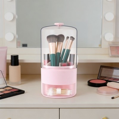 Makeup Brush Storage Organizer with Cover for Cosmetic Brushes, Eyebrow Pencils