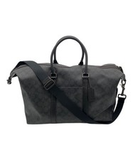 COACH 2-Way Boston bag Gray Leather PVC Men Duffle Shoulder bag A2057 F76811