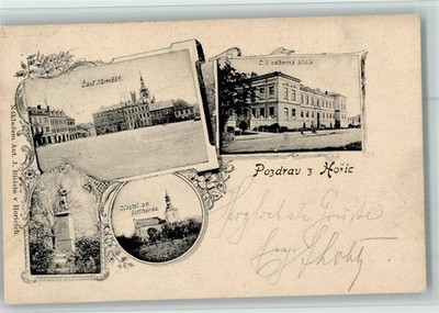 13204567 - Horic Skola, Kriegerdenkmal, Cast Namesti, Kostel AK Boehmen