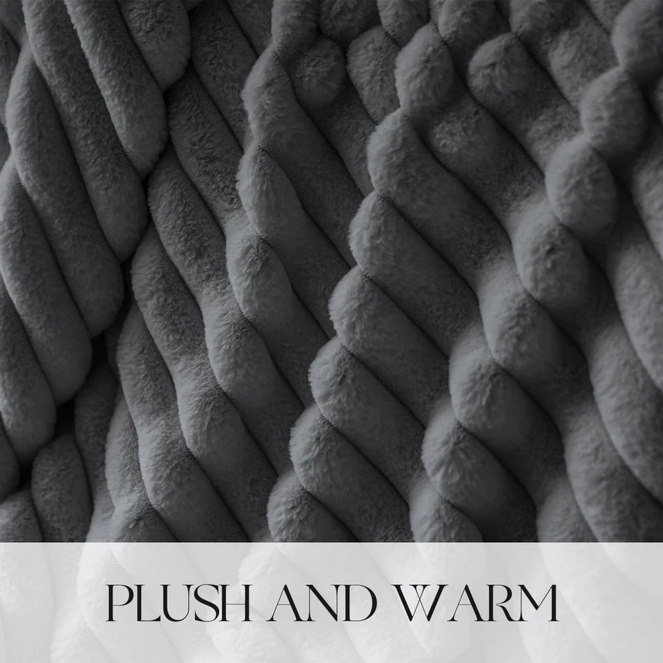 Manta para sofá o cama, manta de pelo de cordero imitación piel de conejo súper suave,... Foto 2 de 4