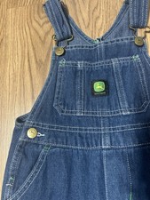 JOHN DEERE blue denim overalls size 4T Logo 100 Cotton Tractor Deer Farmer