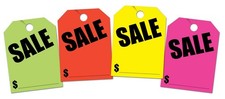 Price Mirror Hang Tags Multi-Color Fluorescent Green Orange Pink Yellow 40 Pack