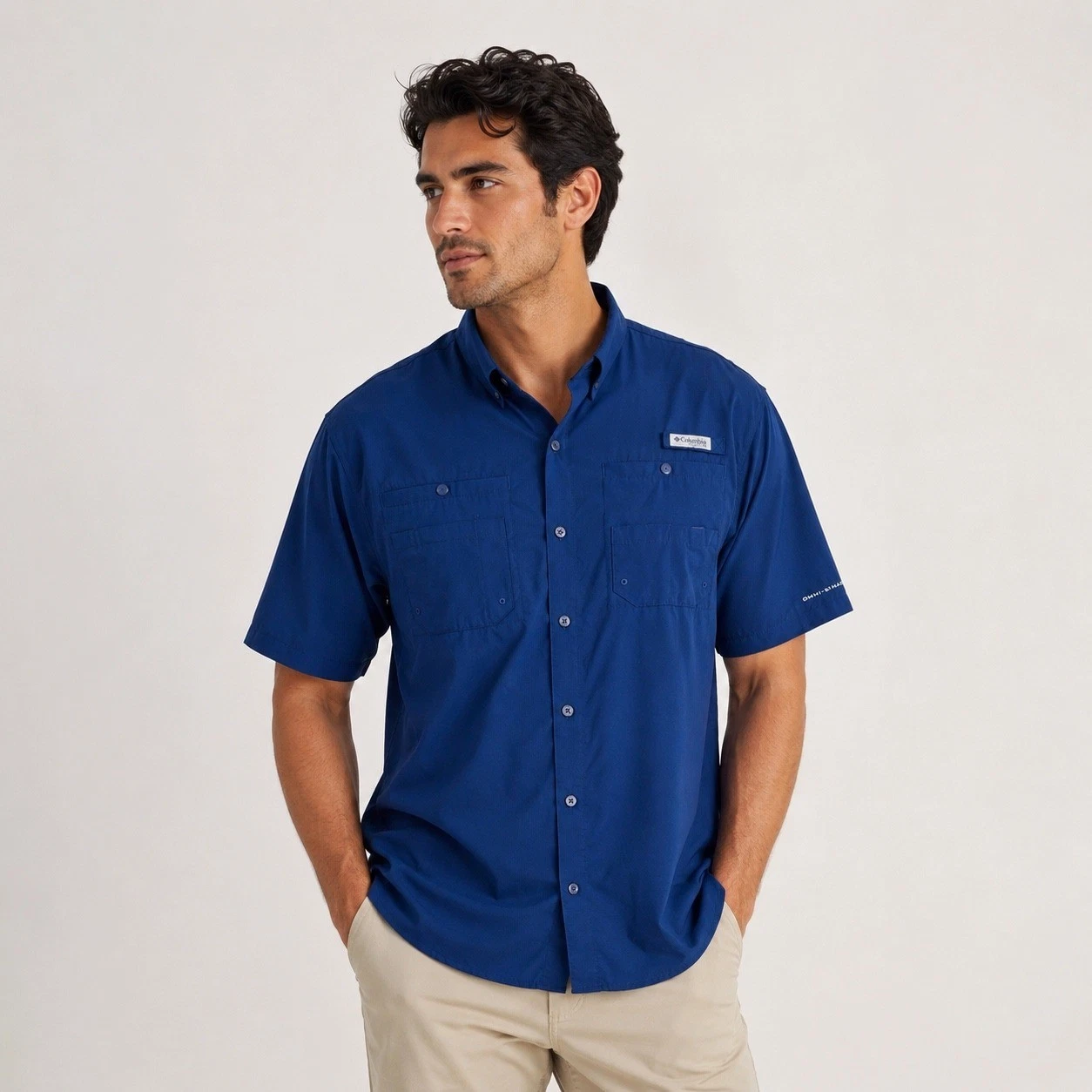 Columbia PFG Tamiami II Mens XXL Blue Short Sleeve Fishing Shirt UPF 40 FM7266