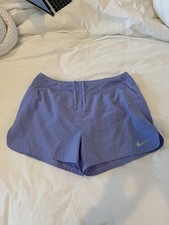 Nike womens purple running shorts lined dri fit, medium, back pocket fits phone