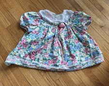 Vintage Hi-Girls, Inc. Baby Girls Floral Dress With Collar And Rose 18 Months