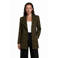 Lily Taylor Blazer Women's Size 12 Gold Black Metallic Brocade Jacket USA