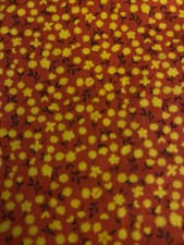 VTG Tiny Ditzy CALICO RED w/ Yellow and Black Florals Cottagecore BTFQ