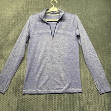 Nike Running Women  s Dri-Fit Quarter Zip Medium Heathered Blue Thumbholes