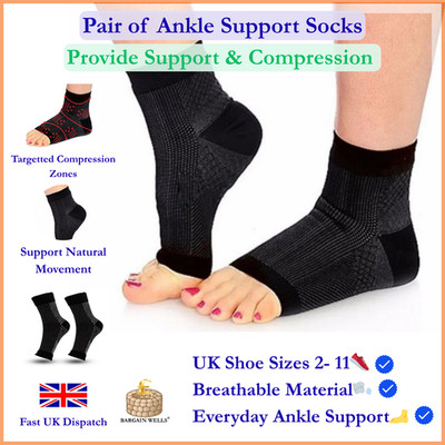 2x Unterstützung Knöchel Kompressionsbandage Fußschlaufe Schmerzen Fasziitis Linderung Achillessehne UK