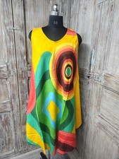 Women Sleeveless Maxi Kaftan Dress Abstract Circle Print Summer Beach Caftan
