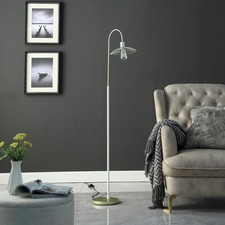 In Industrial Farm Pendant Cage Satin Matte Gold/White Metal Floor Lamp