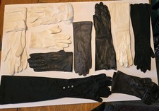10 PAIRS VINTAGE WOMEN'S DRESS UP  OPERA GLOVES WHITE BLACK GRAY SIZE 6  7