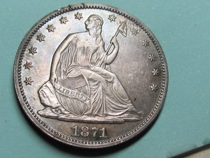1871 LIBERTY SEATED HALF DOLLAR NICE HIGHER GRADE