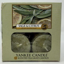 Yankee Candle SAGE & CITRUS Scented Tea Light Candles, 12 Count RETIRED