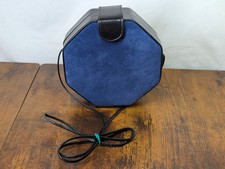 Vintage Gino Genuine Leather USA Octagon Crossbody Bag Navy Blue Black Geometric