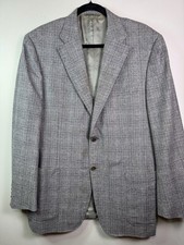 Canali Sport Coat Men Gray Wool Cashmere Blazer Windowpane Plaid IT 54 READ
