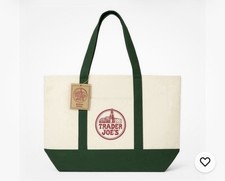 Trader Joe  s Canvas Tote Bag - Large Green Limited Edition - NEW with TAGS