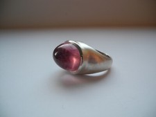 Pink Turmalin Ring aus Silber, Weite 56, rosa Ring, Cabochon Ring, UNIKAT!