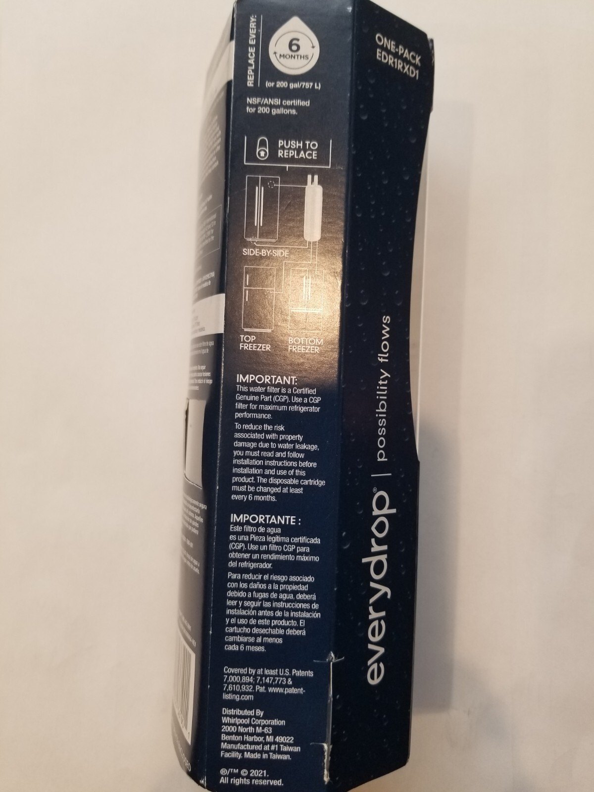 Whirlpool EveryDrop 1 Refrigerator White Water Filter EDR1RXD1