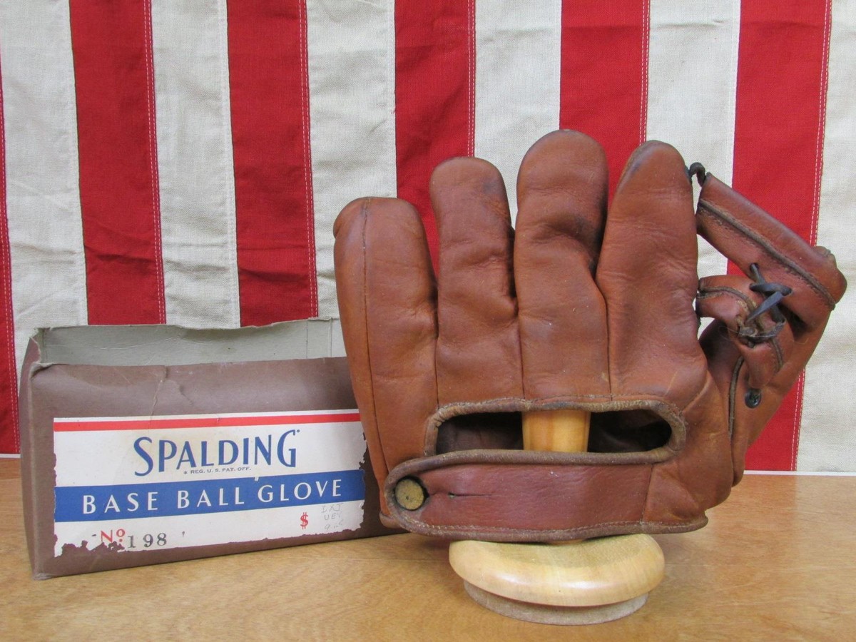 Vintage 1940s Spalding Baseball Glove Split Finger Mitt Pinky