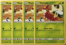 POKEMON 4X WURMPLE 24/214 LOST THUNDER COMMON NEAR MINT-PLAYSET
