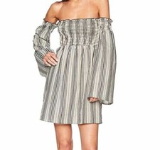 $150 Show Me Your Mumu Women's Beige Sandra Smocked Off The Shoulder Dress Sz XS