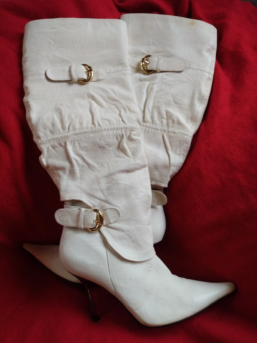 White leather stiletto boots sale