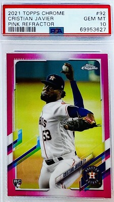 2021 Topps Chrome Cristian Javier RC Pink Refractor SP #92 Rookie