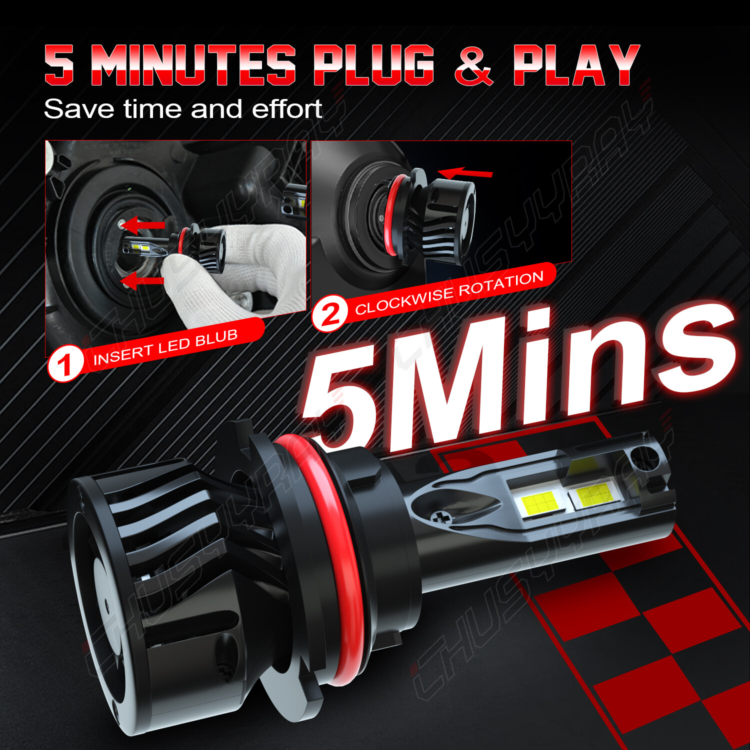 2X 9007 COB LED Headlight High/Low Beam Bulbs Kit 6000K For Saturn Ion