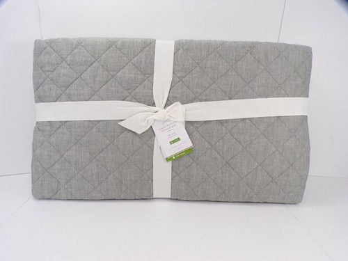 Pottery Barn Belgian Flax Linen Diamond Quilt Flagstone Gray Full Queen #316