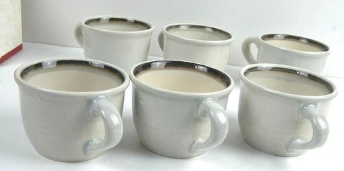 Lot Of 6 Pfaltzgraff Coffee Cups / Mugs Ecru 