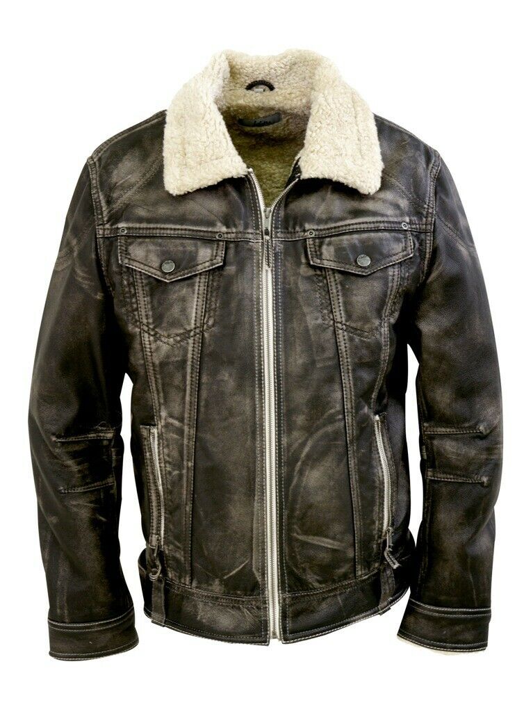 Cazadora De Cuero de Invierno Estilo Aviador Piloto Jofama Talla L (XL)...