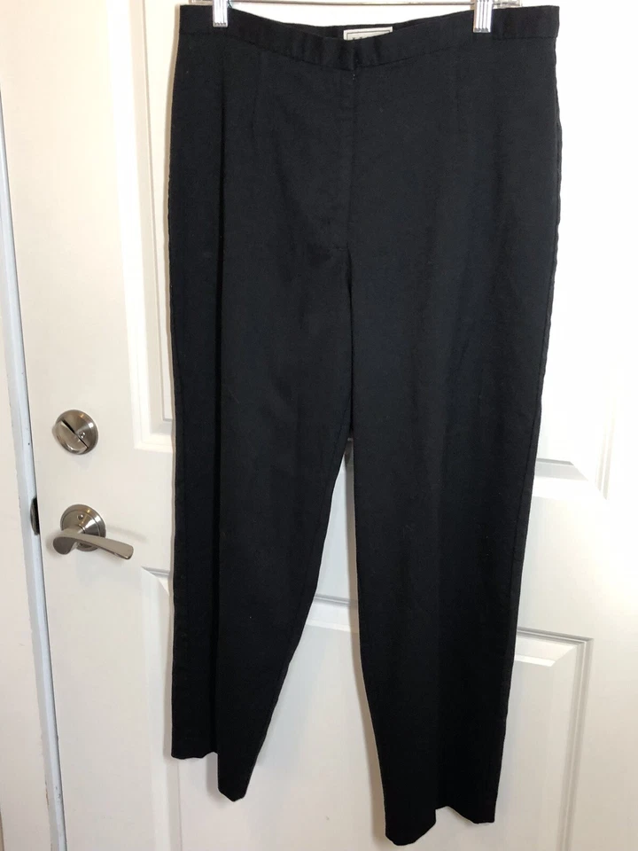 L.L. Bean Pants Para Mujer 14P Negro Mezcla Lana Crepé Plisado Vestido Informal Carrera Foto 2 de 4