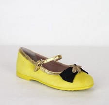Gucci Girl Toddler Yellow Suede Ballet Flats w/Embroided Bee and Bow 455394 7179
