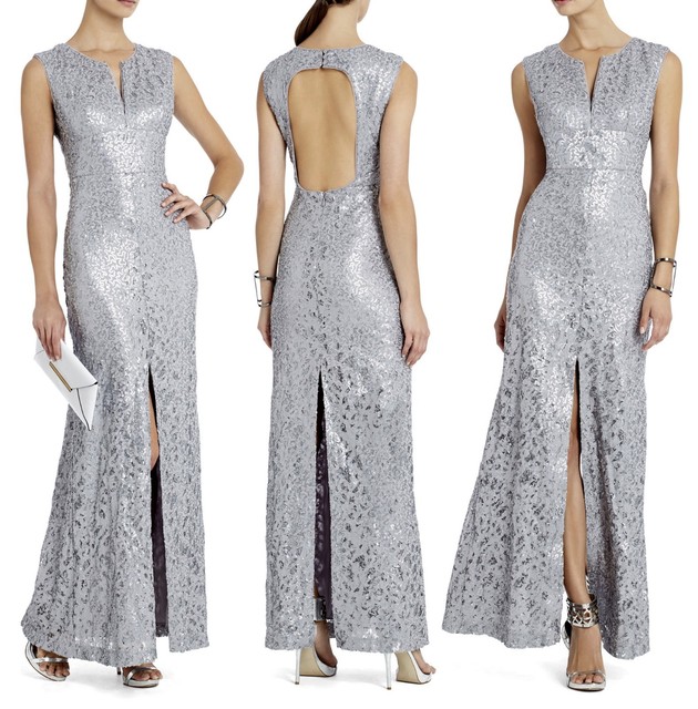 bcbg silver dress