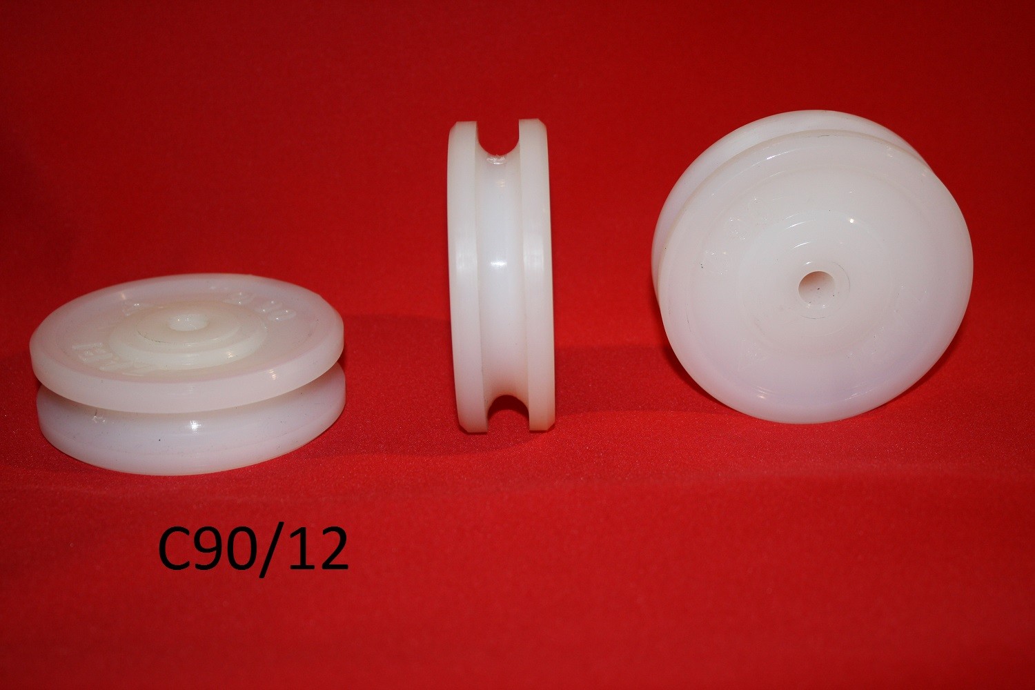 90mm Round U Groove Nylon Pulley Wheel Roller , Various Groove Size