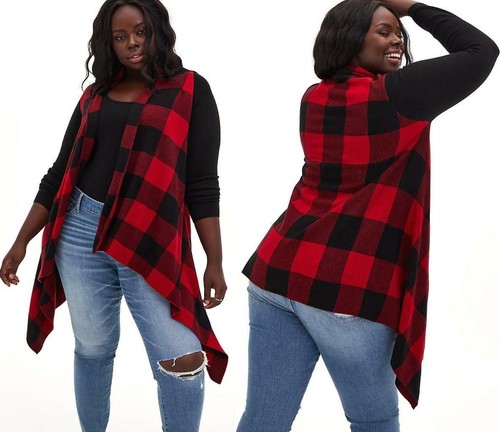 5X 28 Torrid Red/Black Buffalo Plaid 