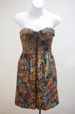 Staring at Stars 0 Strapless Dress Floral Metallic Shimmer Urban Outfitters