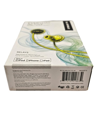 Écouteurs intra-auriculaires filaires 3 boutons Sol Republic Relays Sport - Citron vert - Photo 4 sur 5