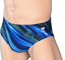 TYR Sport Men's DURAFAST PRINT RACER BRIEF SWIMSUIT Size 32 M Swimwear