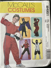 McCall's Sewing Pattern M4951, Size 3-4, 5-6, Child's Costumes, Hood, Mask