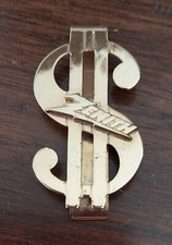 Vintage Zenith Electronics Dollar Sign Money Clip Gold Tone With Zenith Logo