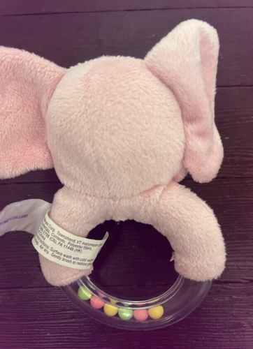 Mary Meyer Pink Plush Elephant Baby Rattle Circle Handheld Toy - Picture 3 of 4