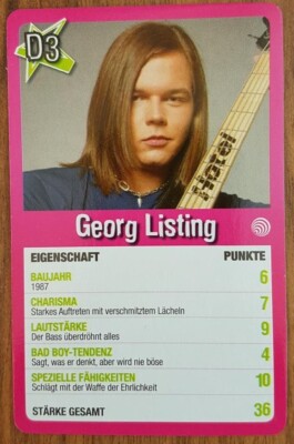 Tokio Hotel Georg Listing STAR-QUARTETT Karte D3 RARE Sammler