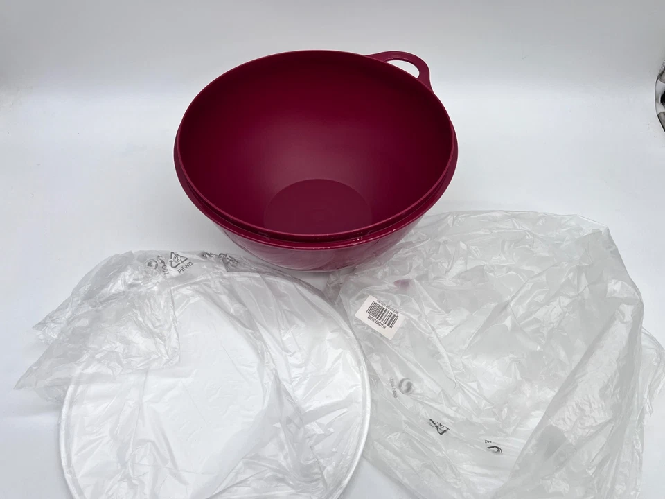 NEW 4.5L Quart Maroon 10-1/4" TUPPERWARE Medium Thatsa Bowl #7438 & 7439 Lid - Image 4 of 4