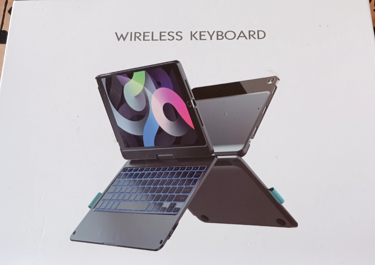 iPad Air 4th Gen Case W/ Keyboard - 360 Rotation, Backlit Keyboard (7 Colors)-image