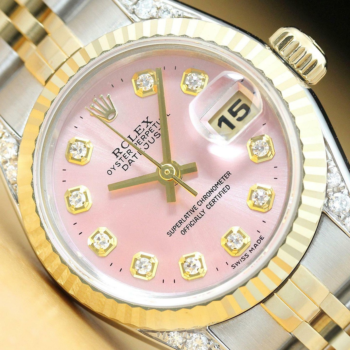 ROLEX LADIES DATEJUST 69173 PINK TWO-TONE 18K GOLD QUICKSET WATCH