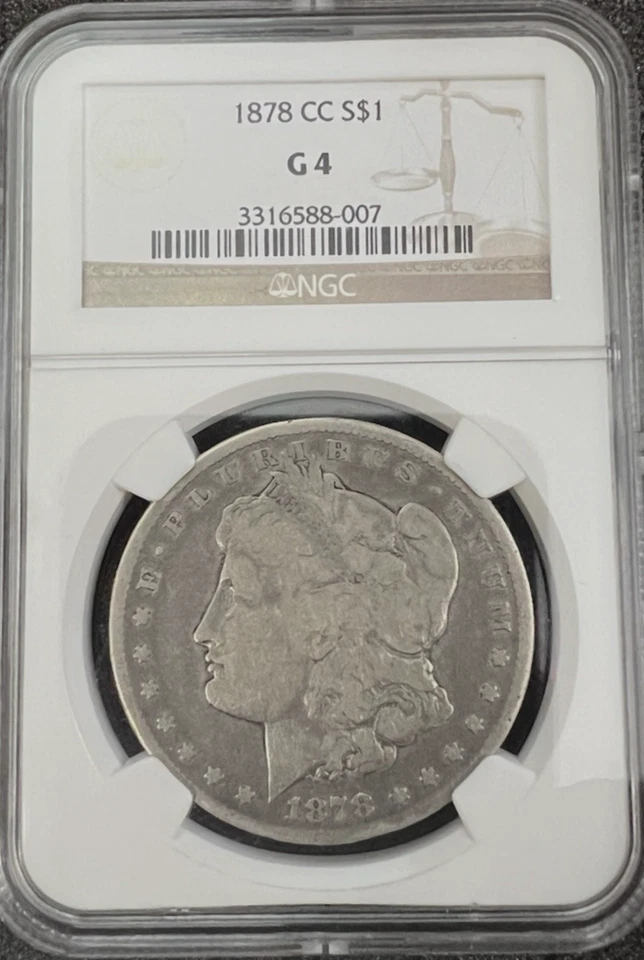 1878 C-C MORGAN G4 NGC SILVER DOLLAR  G 4 $1  Coin US United - Image 3 of 4
